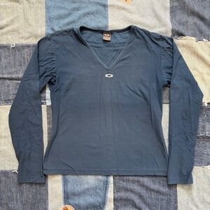 vintage oakley software long sleeve V-neck shirt navy blue size L